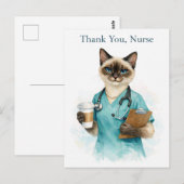 コーヒーと感謝のカードの看護猫 ポストカード (正面/裏面)