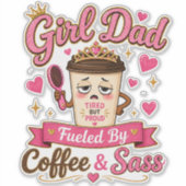 コーヒーと態度で成り立つ娘バカパパ Funny Girl Dad シール (正面)