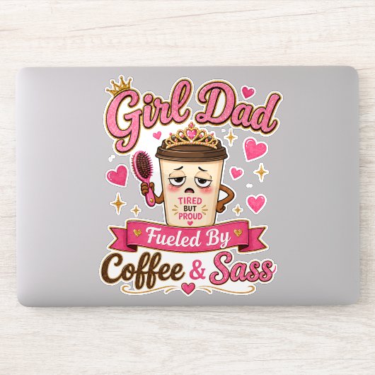 コーヒーと態度で成り立つ娘バカパパ Funny Girl Dad シール (コンピューター)