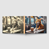 コーヒーと新聞のゲストブックを持ったかわいい猫 ゲストブック (全面)