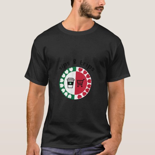 コーヒーと旅行のショッピング Tシャツ (正面)