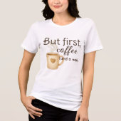 コーヒーと昼寝で元気 Funny Beige Brown トライブレンドTシャツ (正面)
