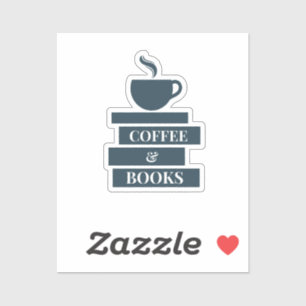 コーヒーと書籍シール シール