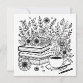 コーヒーと書籍 | 大人のカラーリングページ (正面)