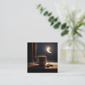 コーヒーと月で冬の静けさを見つける。 スクエア名刺 (スタンド正面)