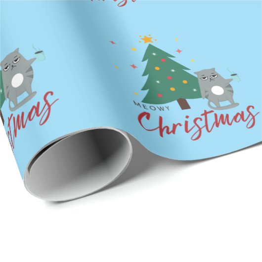 コーヒーと木の香りのかわいい猫クリスマス ラッピングペーパー (ロールコーナー)