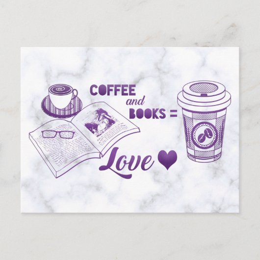 コーヒーと本が可愛読い ポストカード (正面)
