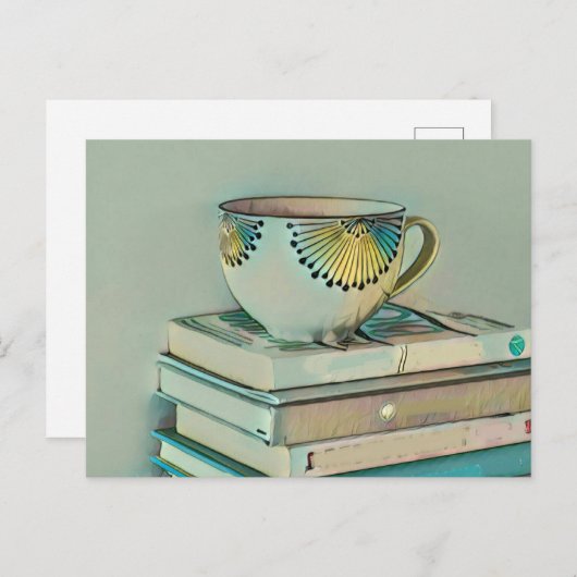 コーヒーと本が好きな人へのプレゼント ポストカード (正面/裏面)