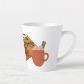 コーヒーと本とガラスのある秋の葉の風景 カフェラテマグ (右)