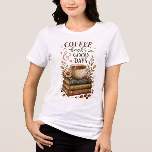 コーヒーと本のある幸せな日々 トライブレンドＴシャツ (正面)
