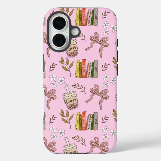 コーヒーと本のパターン iPhoneケース | 読書好きな人へ Case-Mate iPhoneケース (裏面)