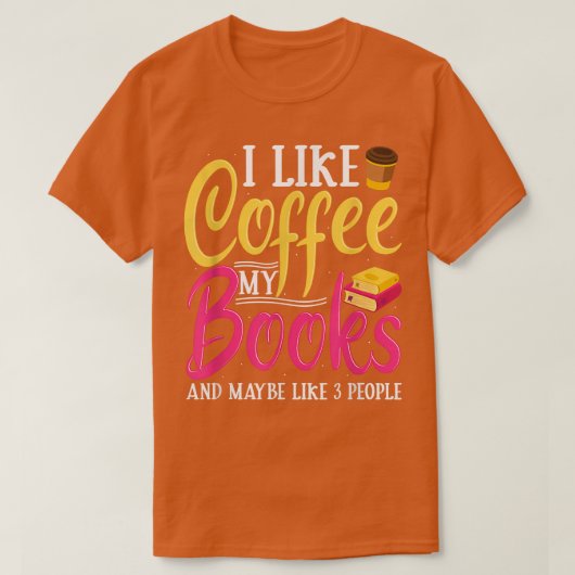 コーヒーと本の恋人カフェイン引用文Aのための Tシャツ (デザイン正面)