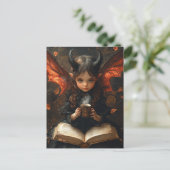 コーヒーと本を持つダークエンジェル ポストカード (スタンド正面)