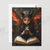 コーヒーと本を持つダークエンジェル ポストカード (正面/裏面)