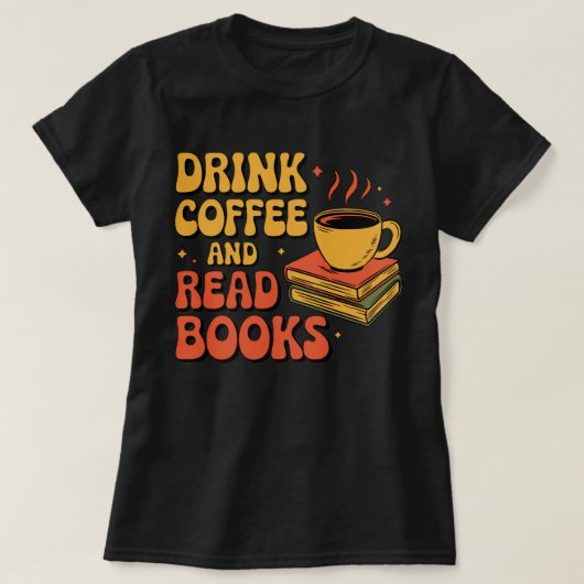 コーヒーと本を飲読みる Tシャツ (デザイン正面)