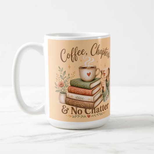コーヒーと本 読書好き 静かなマグカップ コーヒーマグカップ (左)