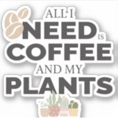 コーヒーと植物の愛好家ビニールステッカー シール (正面)