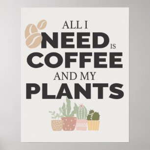 コーヒーと植物の愛好家 ポスター