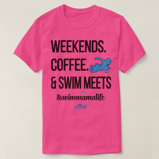 コーヒーと泳ぐミートママライフ泳ぐ人ママ Tシャツ (デザイン正面)