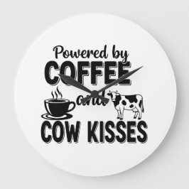 コーヒーと牛のキスがエネルギー源 ラージ壁時計