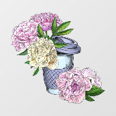 コーヒーと牡丹 ウィンドウサイン (シート)