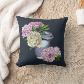 コーヒーと牡丹 クッション (ブランケット)