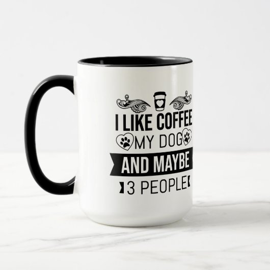 コーヒーと犬が好きな内向的な友達の誕生日 冗談 マグカップ (左)