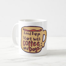 コーヒーと犬で始まる良い一日 カートゥーンマグ