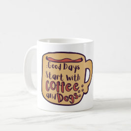 コーヒーと犬で始まる良い一日 カートゥーンマグ コーヒーマグカップ