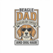 コーヒーと犬の毛で活力が湧くビーグルパパのシャツ_1 シール (正面)