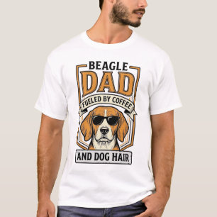 コーヒーと犬の毛で活力が湧くビーグルパパのシャツ_1 Tシャツ