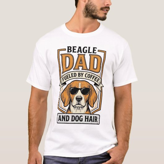 コーヒーと犬の毛で活力が湧くビーグルパパのシャツ_1 Tシャツ (正面)