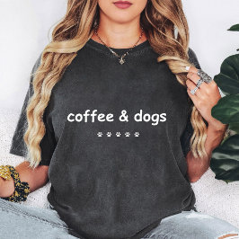 コーヒーと犬の足跡グラフィック Tシャツ