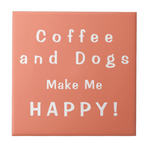 コーヒーと犬は私を幸せにする！カフェインとイヌ タイル