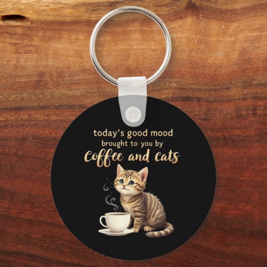 コーヒーと猫が今日もたらす良い気分 キーホルダー (正面)