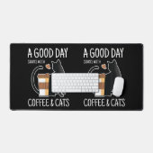 コーヒーと猫が可愛い日おもしろいだ デスクマット (キーボード&マウス)