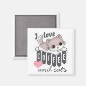 コーヒーと猫が大好き マグネット (正面/裏面)