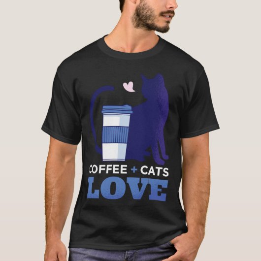 コーヒーと猫が好きな人向けのコーヒー Tシャツ (正面)