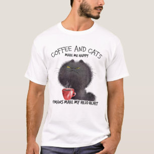 コーヒーと猫が私を幸せに Tシャツ