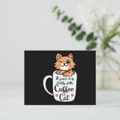 コーヒーと猫で一日をスタートおもしろい ポストカード (スタンド正面)