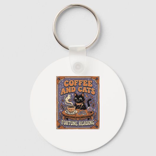 コーヒーと猫のキャットティーリーフコーヒー占い キーホルダー (正面)