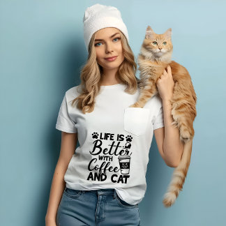 コーヒーと猫のギフト最高のTシャツで生活が良い トライブレンドTシャツ