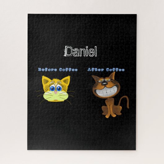 コーヒーと猫の前後のパズル ジグソーパズル (縦)