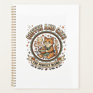 コーヒーと猫の猫のコーヒー ビンテージ ベクターアートTシャツ プランナー手帳