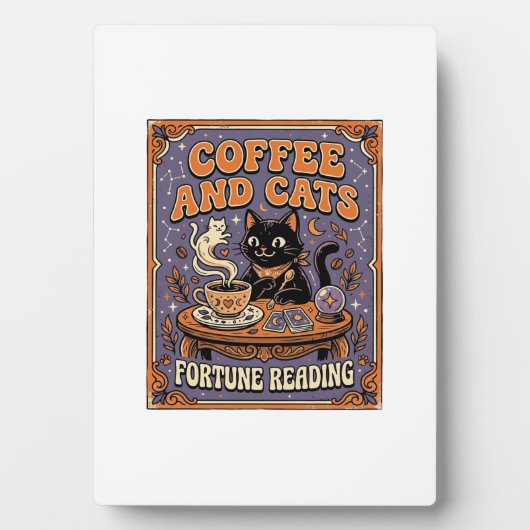 コーヒーと猫の猫の茶の葉コーヒー占い フォトプラーク (正面)