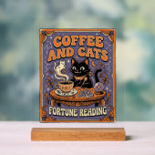 コーヒーと猫の猫ティーリーフコーヒー占い アクリルサイン (ニュートラル)