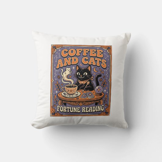 コーヒーと猫の猫ティーリーフコーヒー占い クッション (正面)