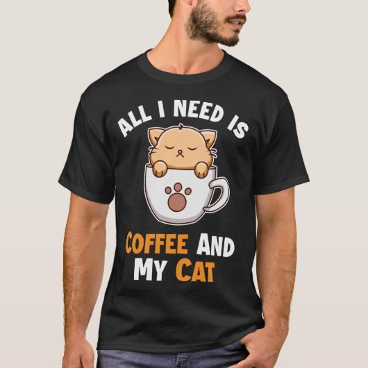 コーヒーと猫パパ猫ママ猫 Tシャツ (正面)