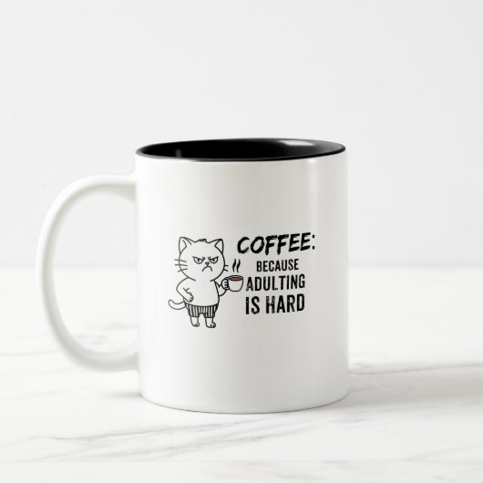 コーヒーと猫好きマグカップ ツートーンマグカップ (左)