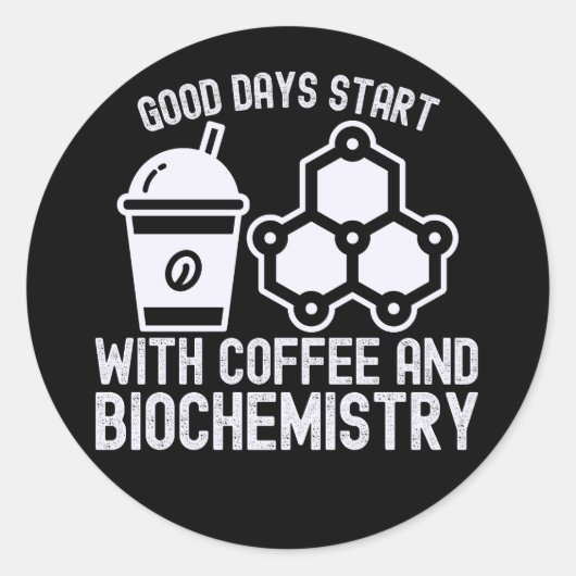 コーヒーと生化学で始まる良い一日 ラウンドシール (正面)